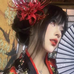 Lycorisradiata Flower Hair Clip Korean Style Cloth Simulation Flower Hairpins Hair Accessories Bohemian Style Hanfu Hair Stick