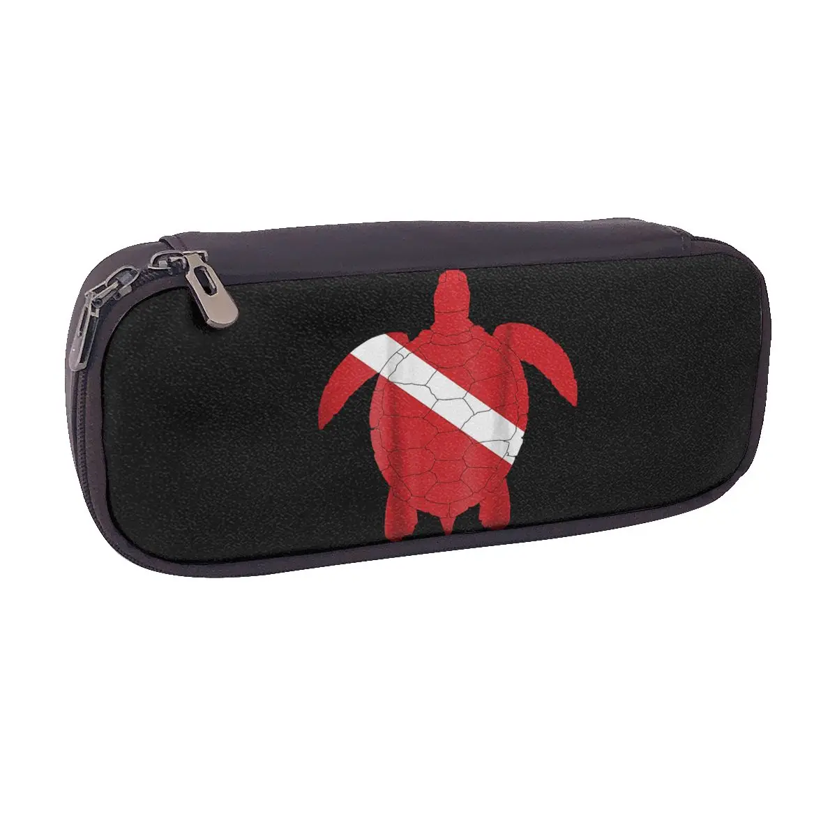 Diver Down Dive Flag Turtle For Scuba Diving Leather Pencil Case for Studen School Pen Box Pencil Bag Stationery Supplies