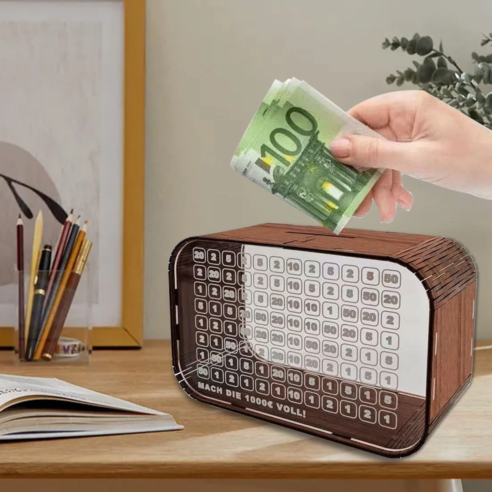 صندوق توفير خشبي شفاف صندوق نقود أكريليك صندوق حفظ النقود الشفاف صندوق المال للبالغين والأطفال صندوق تخزين النقود