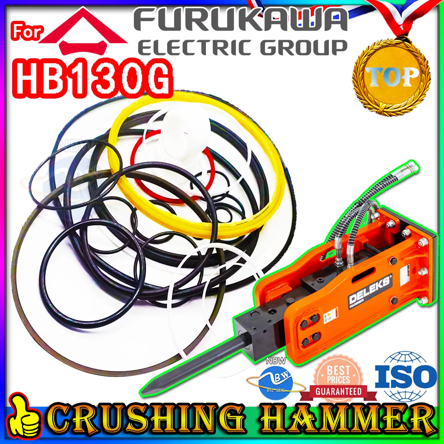 For Furukawa HB130G Crushing Hammer Oil Seal Repair Kit Excavator Hydraulic Cylinder Broken Breaker NBR FKM BOOM Rod Drill Parts