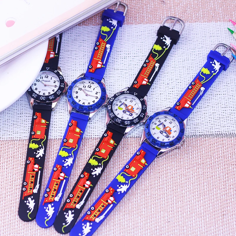 Montre intelligente en silicone avec motif de camion de pompier pour enfant, garçon et fille, idée cadeau, nouvelle collection