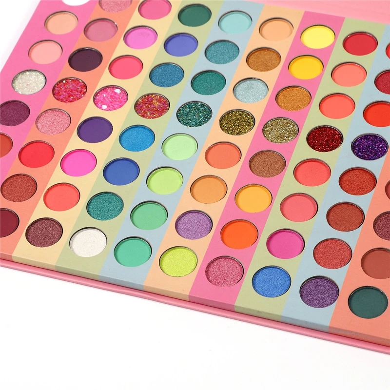 Paleta de sombras de ojos grandes con purpurina de espejo, pigmento de rubor, lentejuelas, maquillaje profesional para cara, 80 colores, lindo perro mate