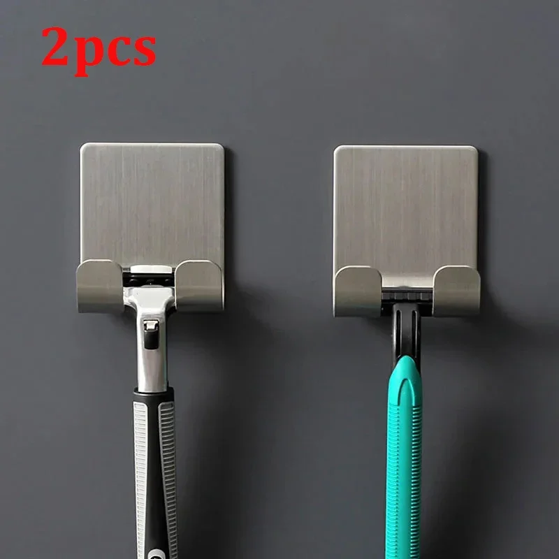 

2pcs Razor Holder 304 Stainless Steel Men Shaving Shaver Razor Stand Shelf Shaving Razor Storage Rack Bathroom Hook Organizer