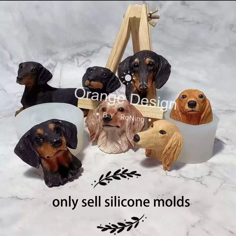 Dachshund Head Plaster Candle Mold DIY Pet Dog Avatar Fondant Clay Mold Car Air Vent Decoration