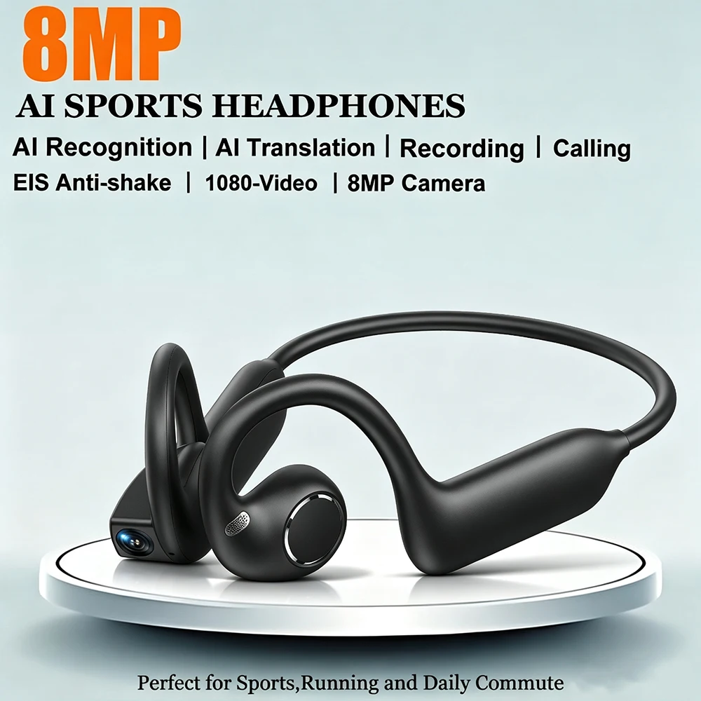 New Shooting Smart Camera Earphone 8MP Photo Video Voice Recording WiFi Transfer Bluetooth Call AI Translator Wearable Headset