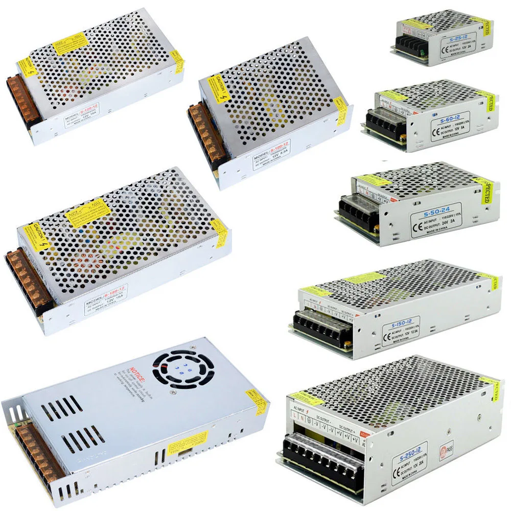 Power Supply DC12V 1A 2A 5A 8.3A 10A 15A 16.7A 20A 25A 30A 33A 40A 50A lighting Transformers LED Driver For LED Strip Switch