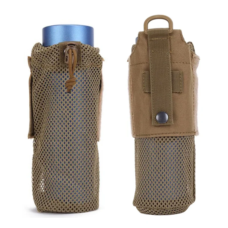 Lightweight Molle Outdoor Water Bottle Bag Camping Cycling Hiking Foldable Holder Kettle Pouch Water Bottle Carrier Mesh Pouch