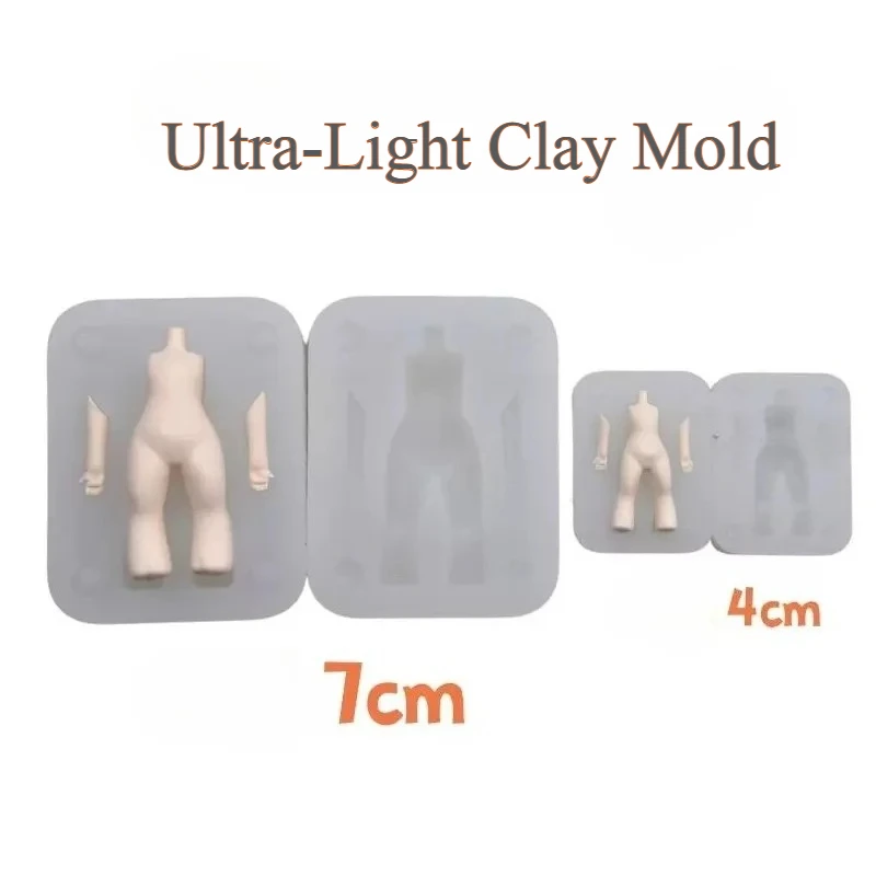 DIY Q Version Body Silicone Mold 4cm/7cm Ultra-light Polymer Clay Sculpture Handmade Cartoon Figure Molds for Creative Crafts