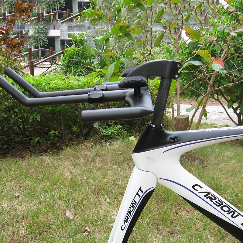 Naturefly White Carbon Triathlon Bike Frame TT Bicycle Frame Time Trial Frameset with Aero TT Bar