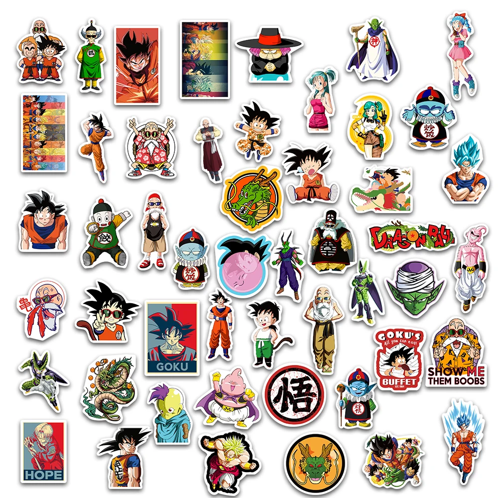 Autocollants anime Dragon Ball pour enfants, graffiti, planche à roulettes, ordinateur portable, bouteille d\'eau, moto, dessin animé, jouet,