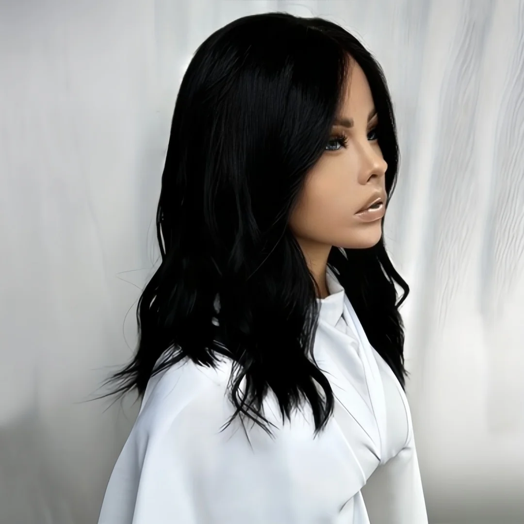 

Черные волнистые волосы без клея, 5x5, на шелковой основе с HD-кружевом, европейский стиль, с детской линией роста, предварительно выщипанные, для париков или наращивания волос