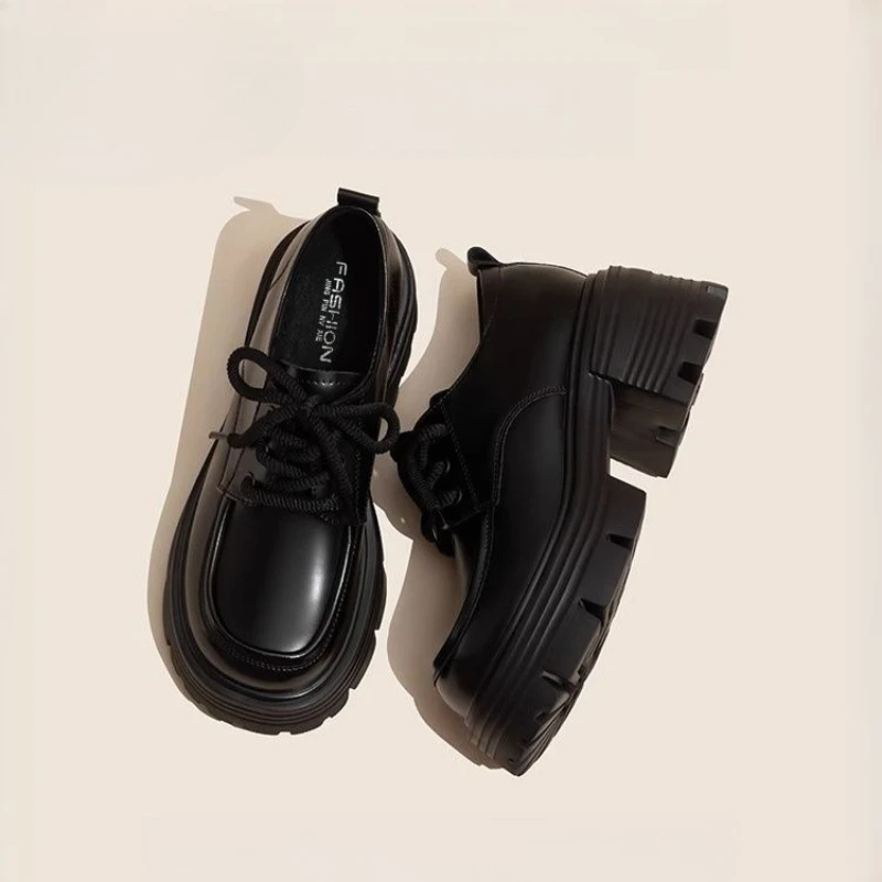 

2025 Spring New Arrival British Style Women Loafers Elevated Thick Platform Slip On Shoes Fashion Versatile Leather Shoes