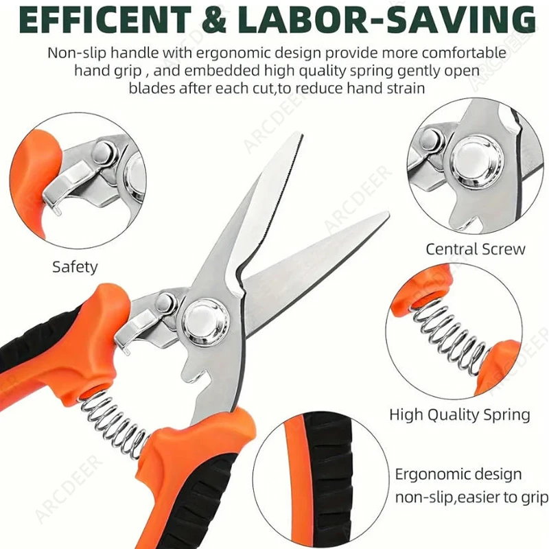 مقصات تشذيب الحدائق، شفرات من الفولاذ المقاوم للصدأ، مقصات تشذيب شديدة التحمل للحديقة، قادين الأشجار، مقصات يدوية