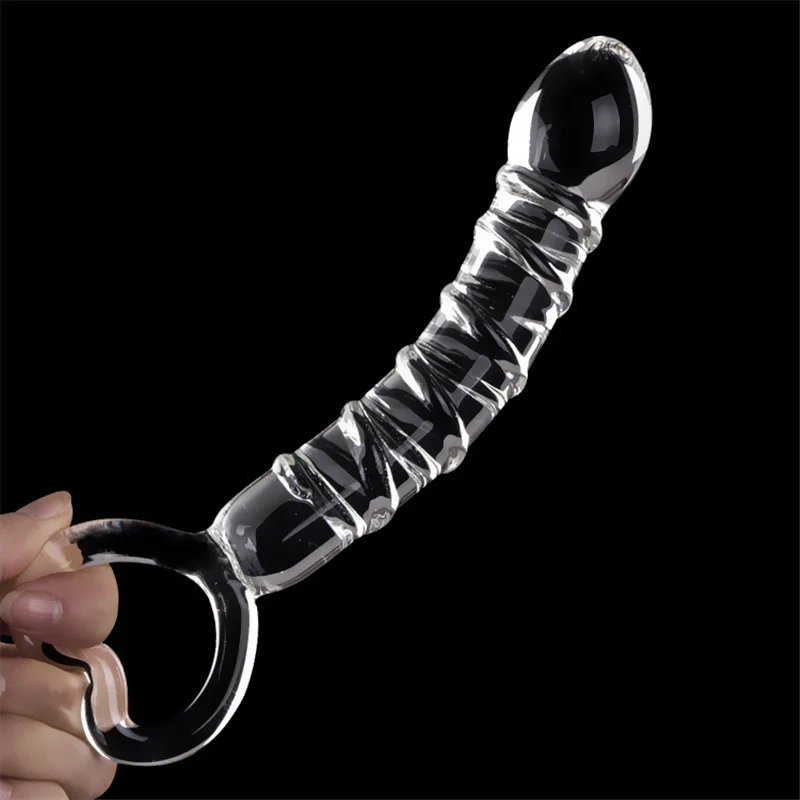 Transparent Crystal Glass Vagina Massager Dual Head Huge Dildo Anal Ass Plug G-spot Stimulation Sex Toy for Couples Masturbator