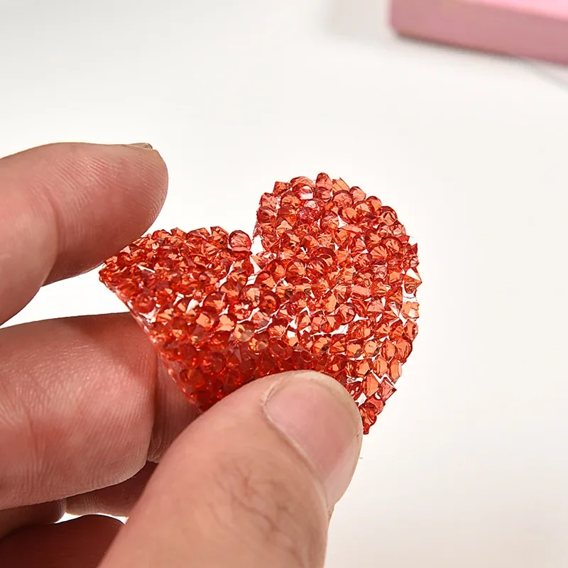 5pc Crystal Rhinestone Small Red Heart Love Sequin Patches for Clothing Iron on Clothes Appliques Badge Stripes Diamond Stickers