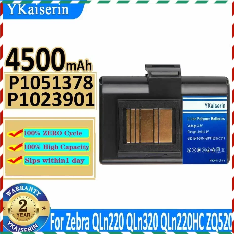 

YKaiserin Replacement Battery P1051378 P1023901 For Zebra QLn220 QLn320 QLn220HC ZQ520 4500mAh Batteries + Free Tools