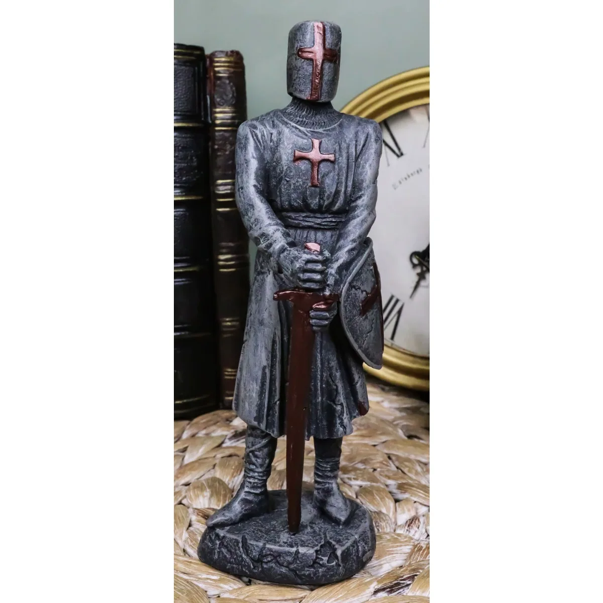 Us-Holy Roman Empire Crusader Knight with Sword and Shield Statue Suit of Armor