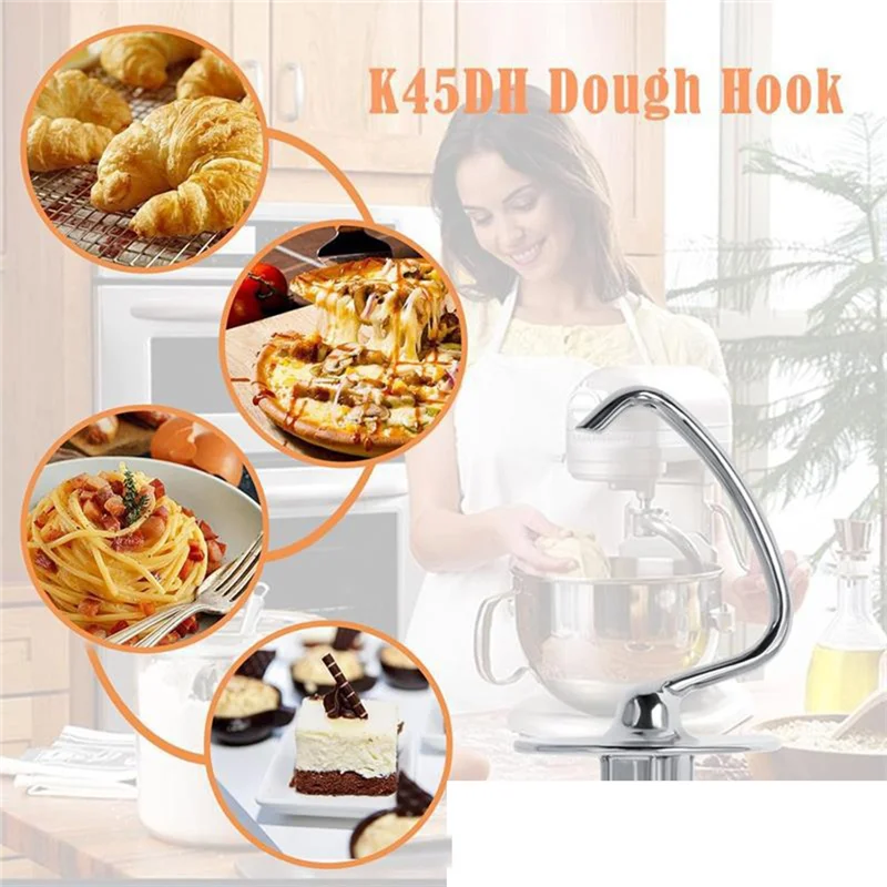

Крючок для теста из нержавеющей стали для миксера Kitchenaid на 4,5–5 литров с наклонной головкой, сменный крючок для теста K45DH-A77G