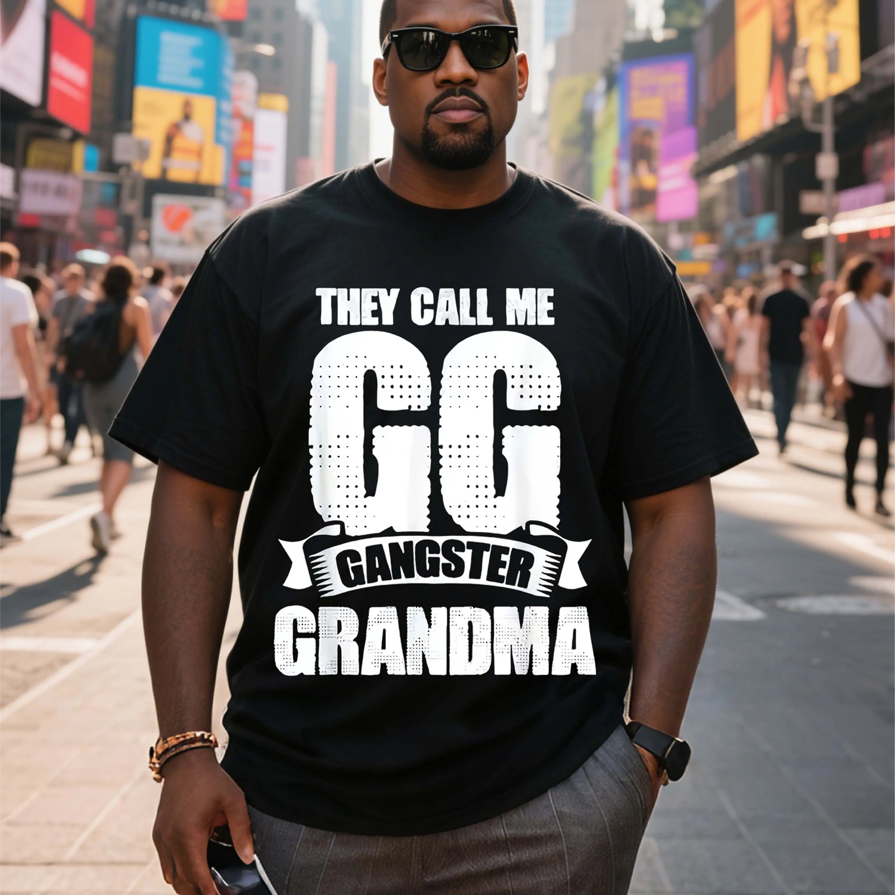 

Черная футболка больших размеров «They Call Me Gg Grandma» с белыми буквами, подходящая для летней одежды для отдыха на открытом воздухе