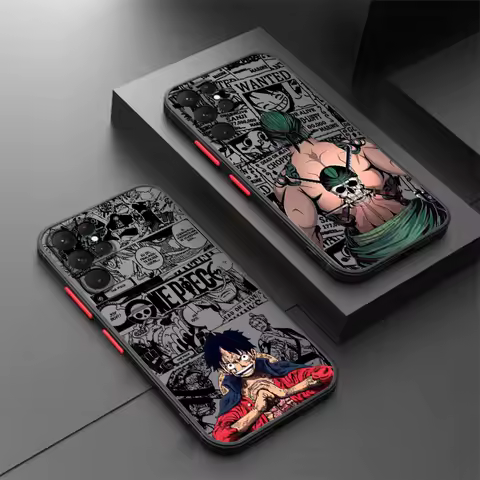 Anime Luxury Ones Piece Frosted Translucent For Samsung Galaxy S24 S23 S22 S21 S20 FE S10 S9 S8 Plus Ultra Pro 5G Matte