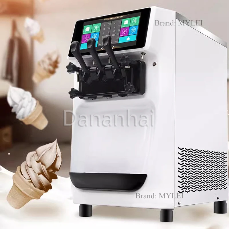 Dual System 304 Stainless Steel Ice Cream Machine Handle Pre Cooling System Ice Cream Making Machine