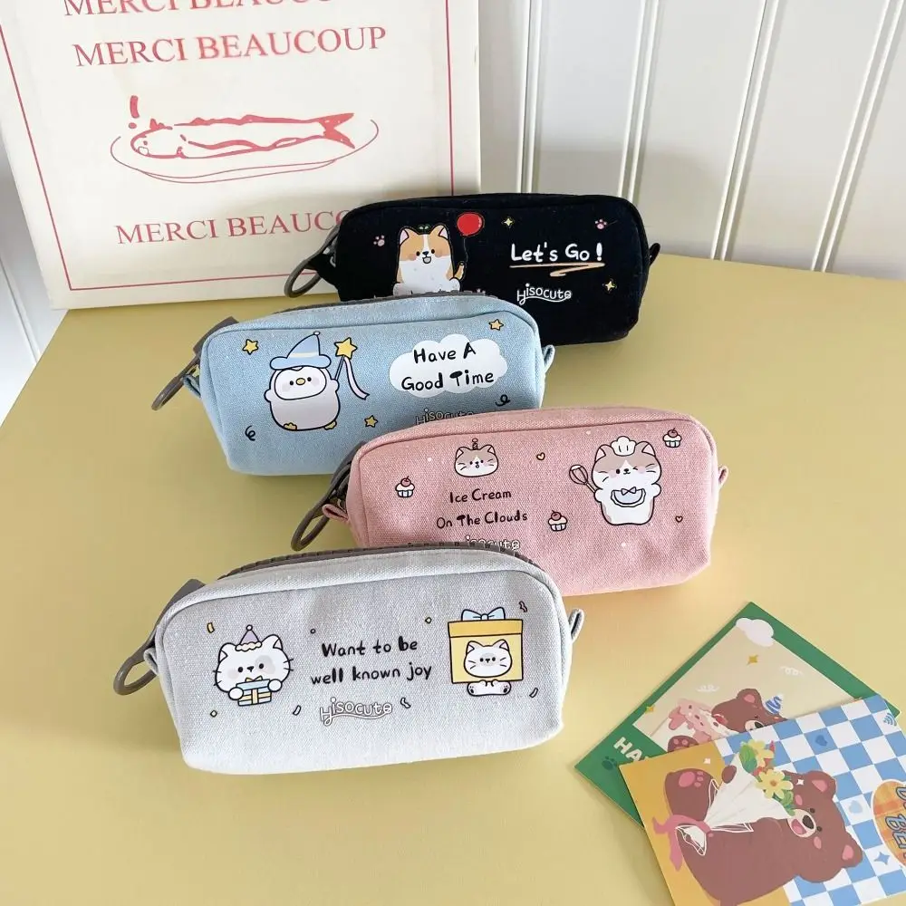 Cute Cartoon Pen Bag Large Capacity Multi-function Stationery Organizer Pencil Case Student