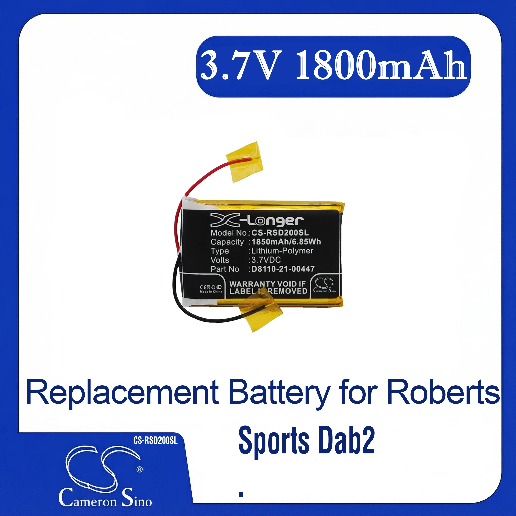

Cameron Sino Replacement Battery for Roberts Sports Dab2, Fits P/N D8110-21-00447