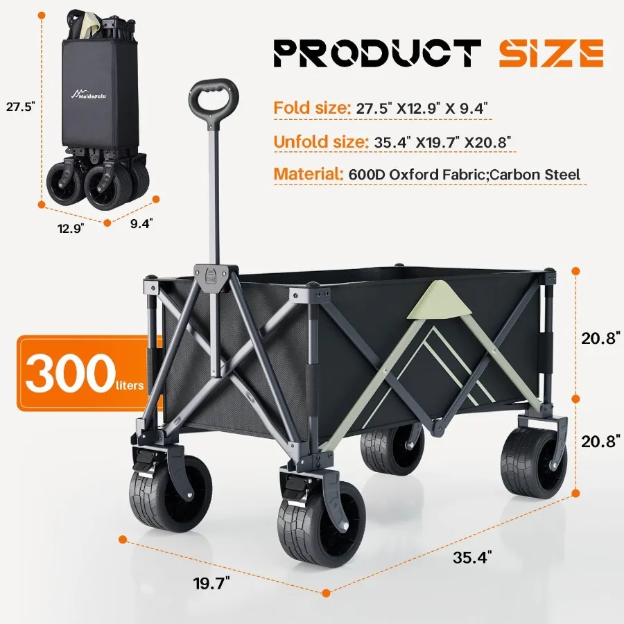 عربة قابلة للطي مع سطح طاولة مصممة للاستخدام في الحديقة الرياضية والتخييم على الشاطئ والبقالة التي تتميز بعجلات كبيرة للرمل والخشنة #2