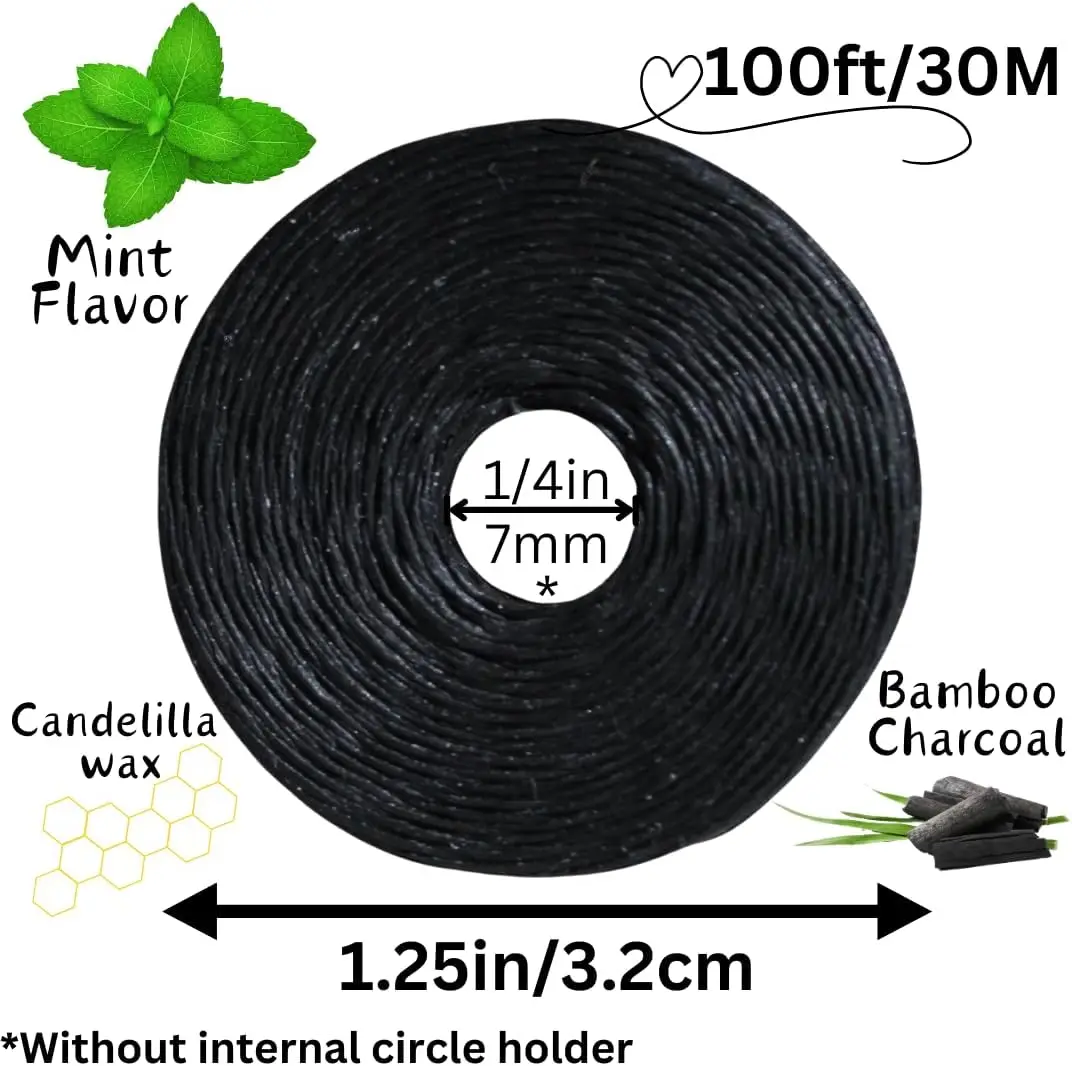 AG 10Rolls 50M Bamboo Charcoal Dental Flosser Built-In Spool Wire Toothpick Flosser Dental Floss Replacement Core Mint Flavor