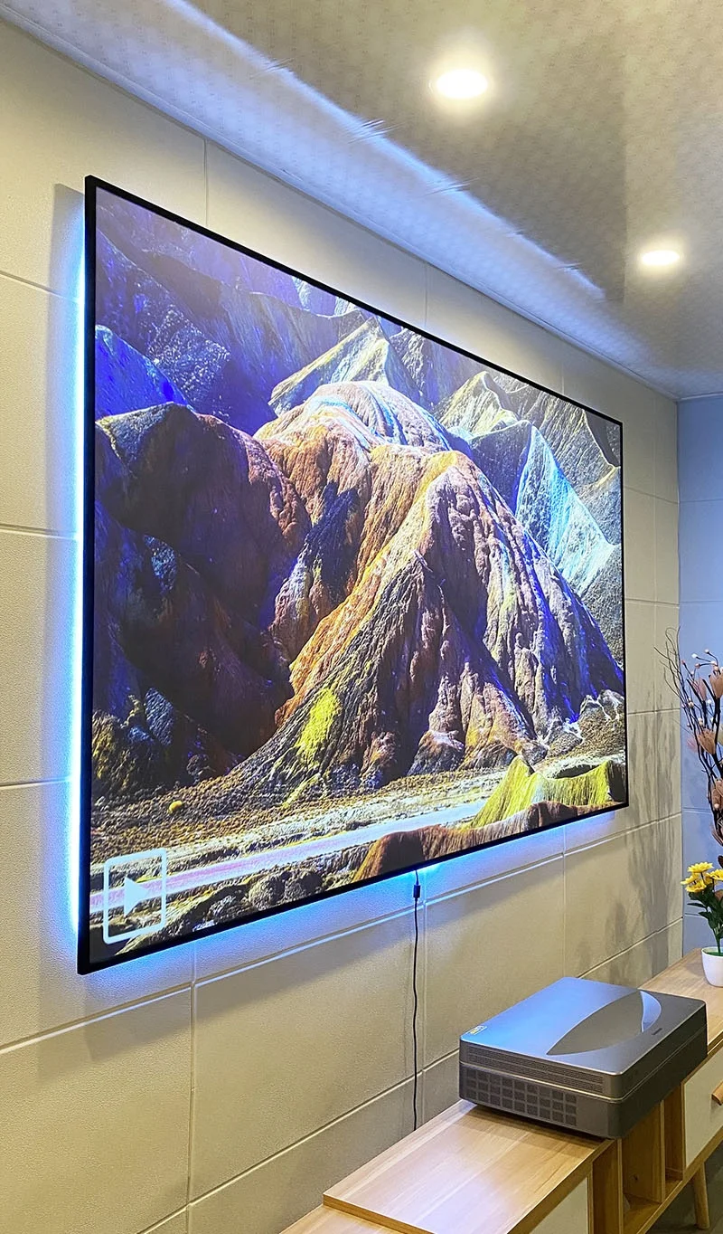 Yinzam 150 inch ALR PET Crystal Fixed Frame Screen,XY Screen Ambient Light Rejecting Projection for VAVA/Benq/JmGO