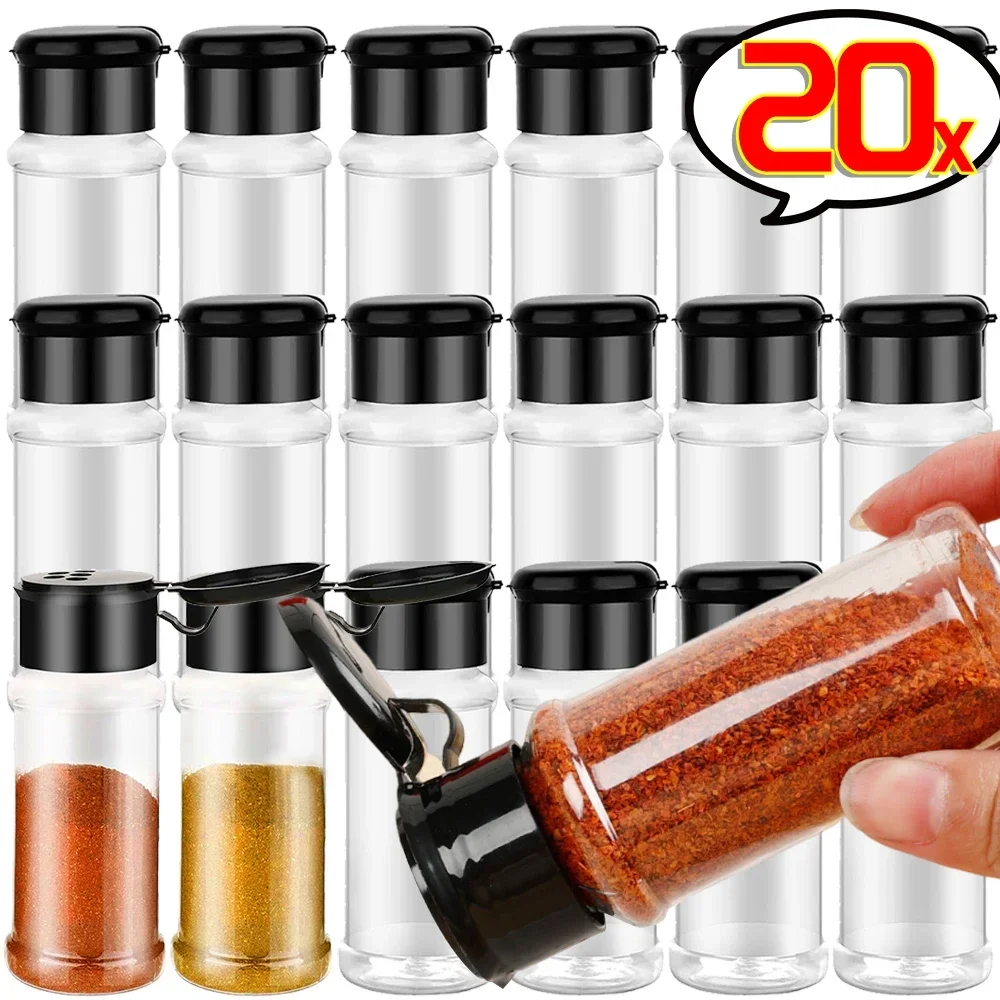 Clear Plastic Spice Jar Kitchen Seasoning Bottle Salt Pepper Shaker Container Barbecue Condiment Jar Kitchen Spice Storage Tools