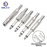 Adaptador de conector de Audio Mono macho, conector Jack de 6,35 MM, conectores hembra de Audio estéreo de soldadura macho de 1/4 pulgadas y 6,5mm