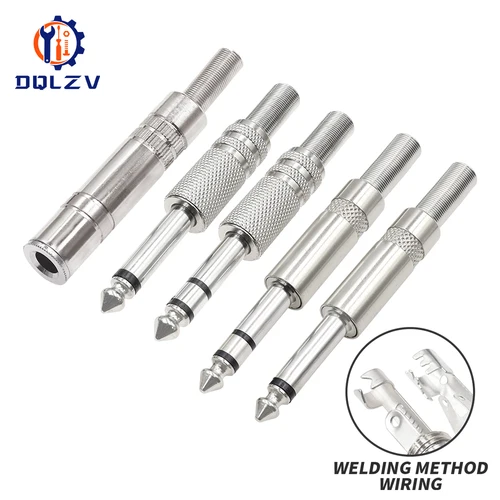 Imagen 1 del producto Adaptador de conector de Audio Mono macho, conector Jack de 6,35 MM, conectores hembra de Audio estéreo de soldadura macho de 1/4 pulgadas y 6,5mm