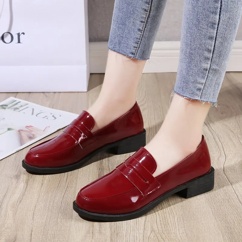 New Simple Patent Leather Loafer Shoes for Women Spring Autumn Slip on Casual Shoes Woman Solid Color Soft Sole Flats