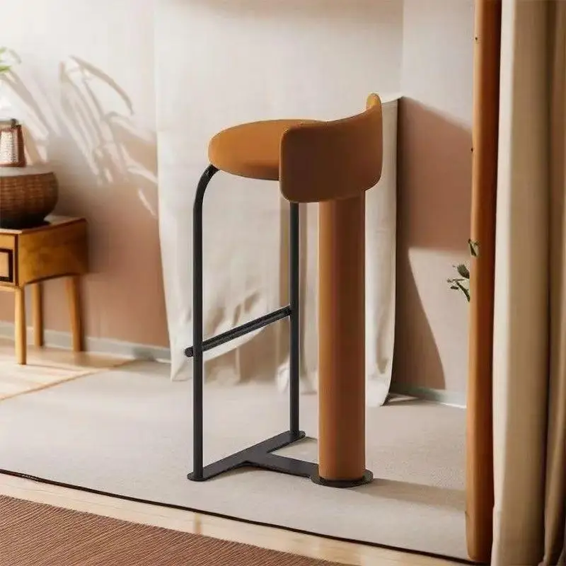 Creative simple dining chair cafe milk tea shop restaurant chair stepping foot round backrest high stool front desk bar chair