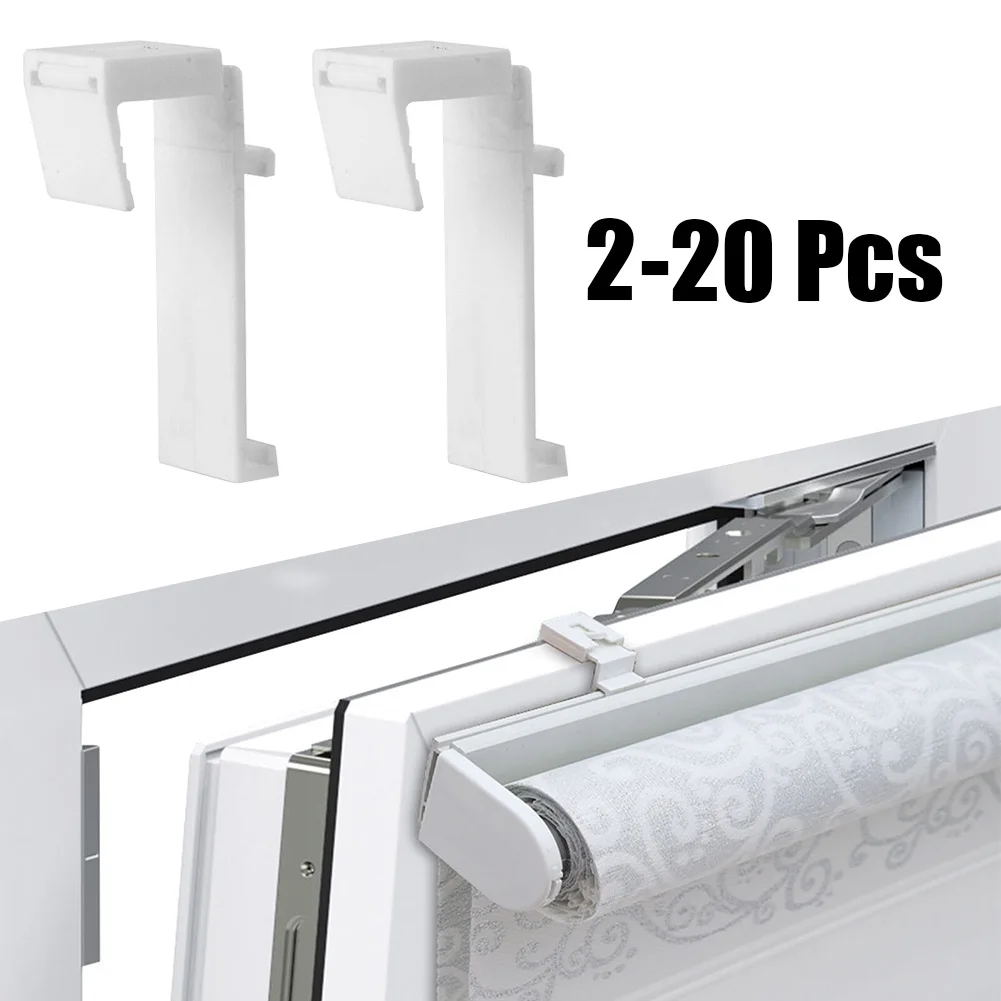 2-20pcs Plastic White Double Roller Blind Clamp Carrier Without Drilling Sash Door Holder Curtain Hook Accessories