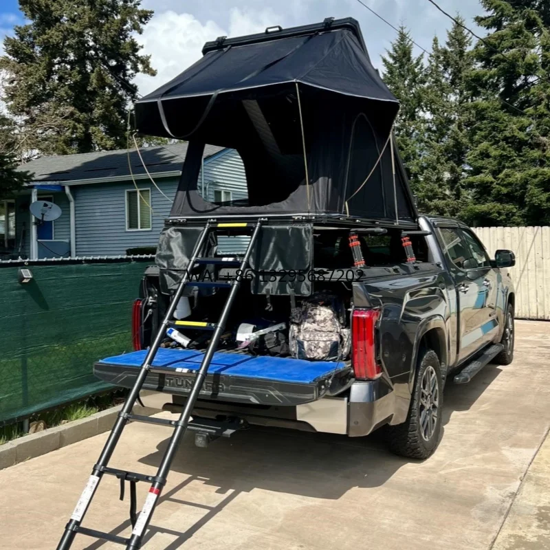

Waterproof Camping Triangle Car Rooftop Tent Hard Shell Aluminum Clamshell Roof Top for Pickup Vehicles