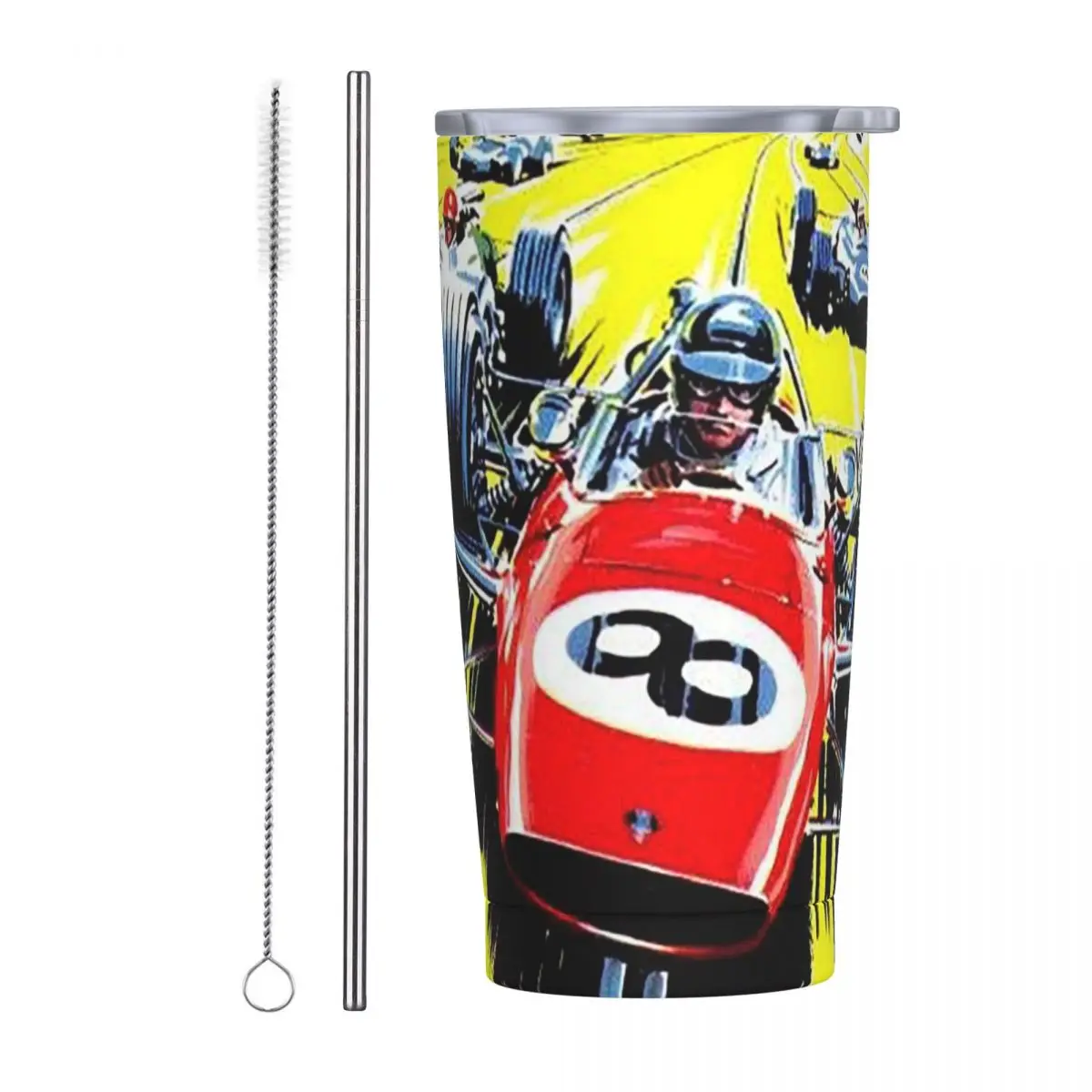 Scalextric Vintage Stuff Stainless Steel Tumbler Vacuum Insulated Mug Thermal Cold Cups Straws With Lid 20oz