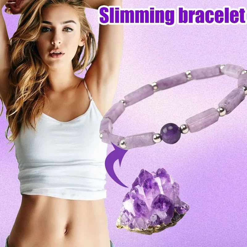 Weight Loss Energy Bracelet Women Natural Purple Crystal Fatigue Pressure Relief Body-purify Slimming Quartz Yoga Jewelry