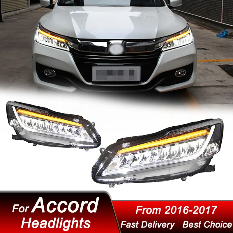 

Автомобильные фары для Honda Accord 9,5 16-17 до high style, полный комплект светодиодов в сборе, обновленный комплект аксессуаров для линз проектора с высокой настройкой