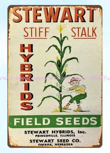 1970 Stewart Hybrids Seed Corn Omaha NE metal tin sign cemetery kitchen plaques