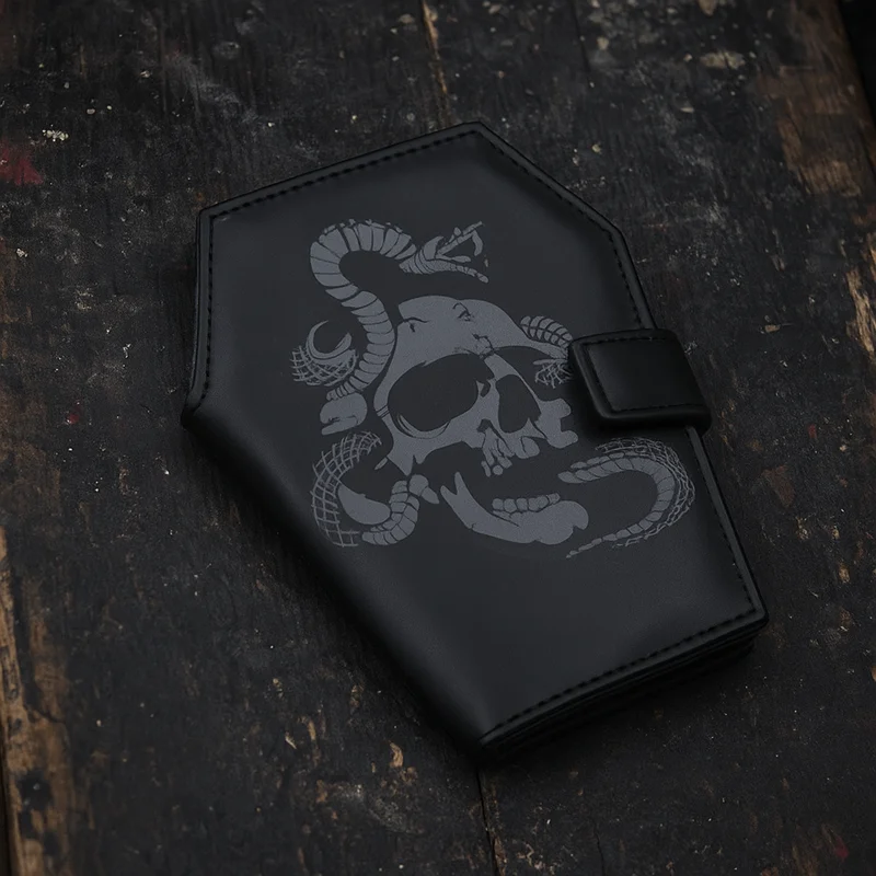 Gothic Wallet with Embossed Skull Snake,Coffin Wallets for Women,Punk Horror Bifold Wallets,Goth Gifts for Halloween Accessories