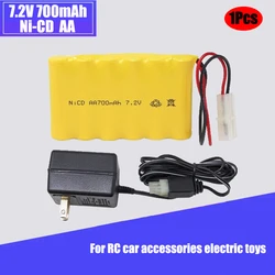 7.2v 700mah Ni-CD Battery + 7.2v Charger For Rc toy Car Boat parts NICD 72v Rechargeable Battery Pack for rc truck Train Gun