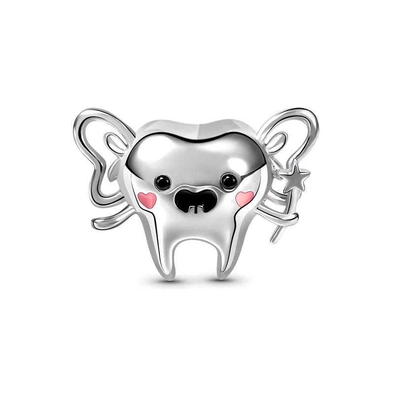 New 925Silver Cross Angel Wings Pendant Teeth Nurse Doctor Charm Fit Decoration Original Bracelet Jewelry Women Buddha Bead Gift