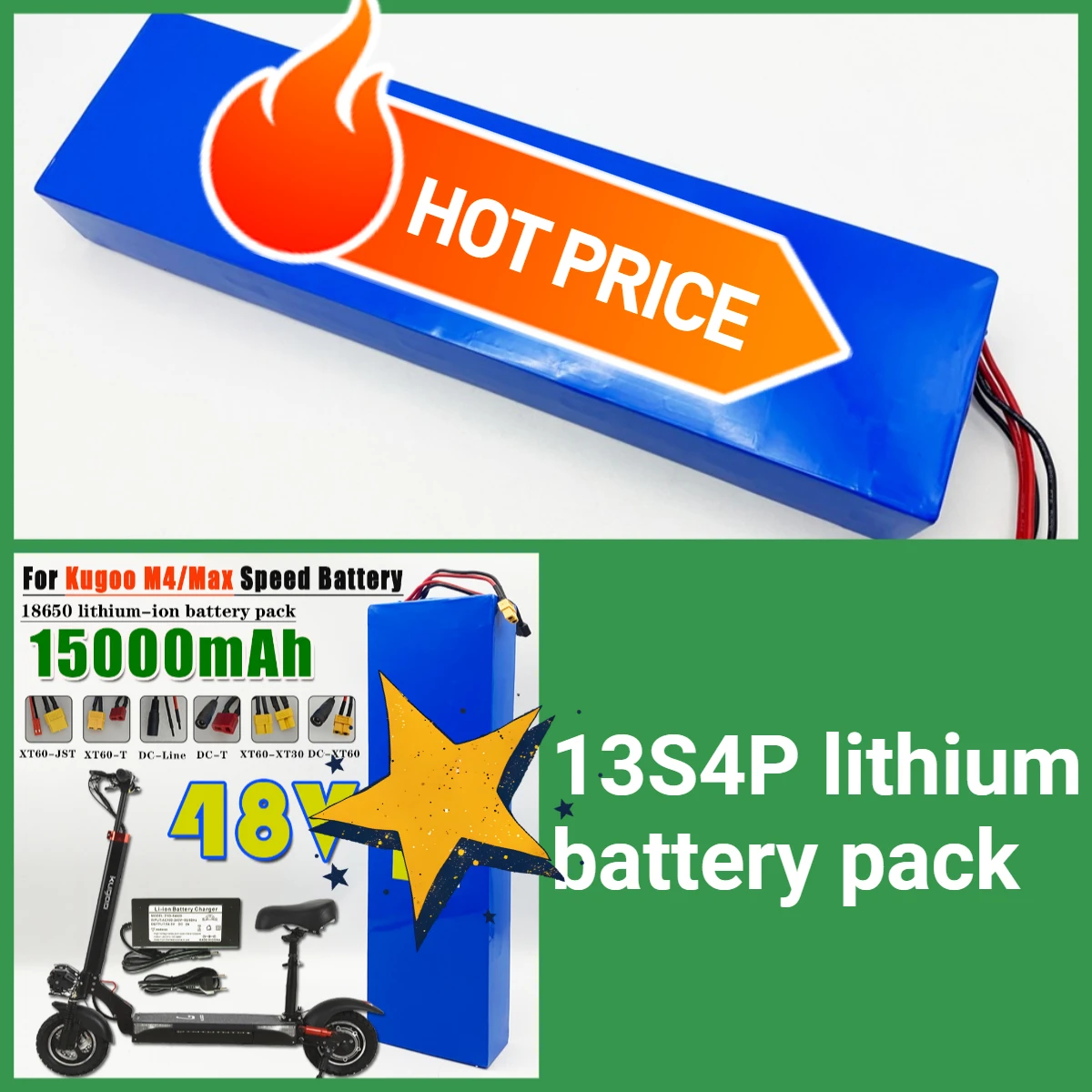 

AIMJIN 48V battery 15Ah 13S4P Battery Pack for Citycoco BMS,for 54.6V Electric Scooters