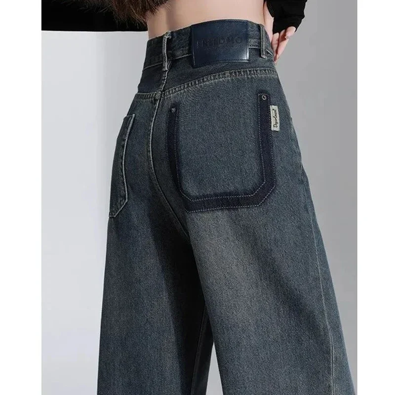 

2025 New Lady Comfortable Wide Leg Jeans Trousers Female Chic Loose High Waisted Jeans Pants Girls Classic Korean Denim Pants
