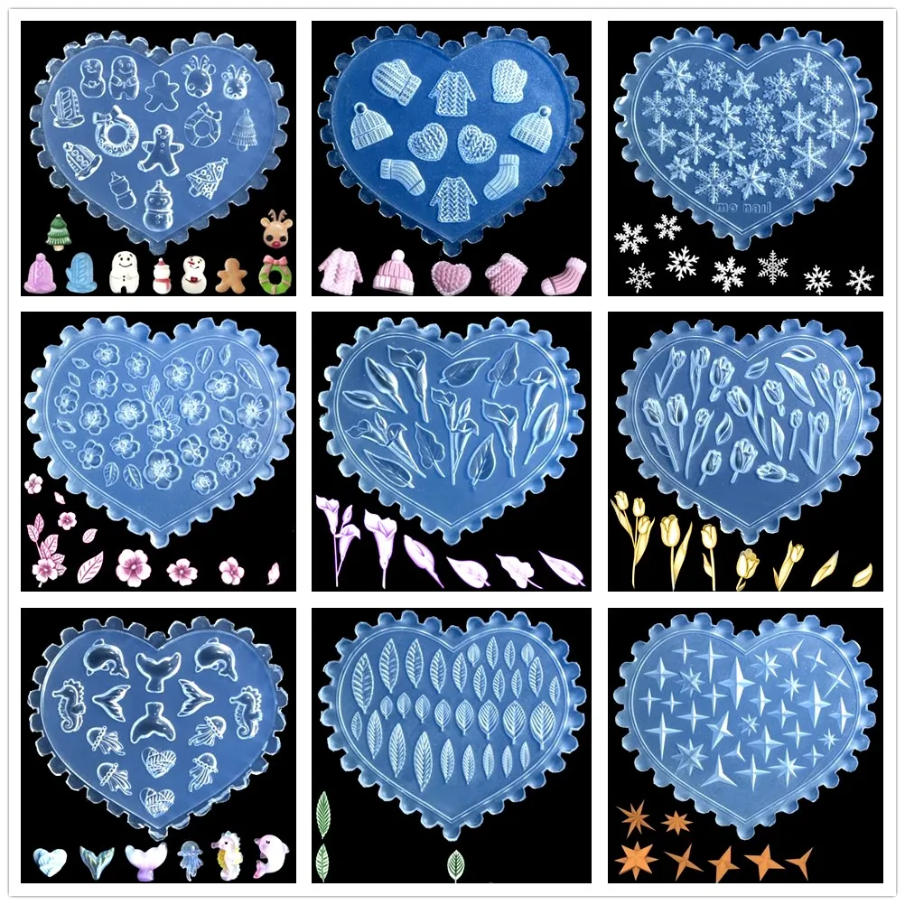 SNASAN formy silikonowe boże narodzenie bałwan tulipan delfin muszla małe koraliki kwiat Nail Art DIY narzędzie do rękodzieła formy silikonowe