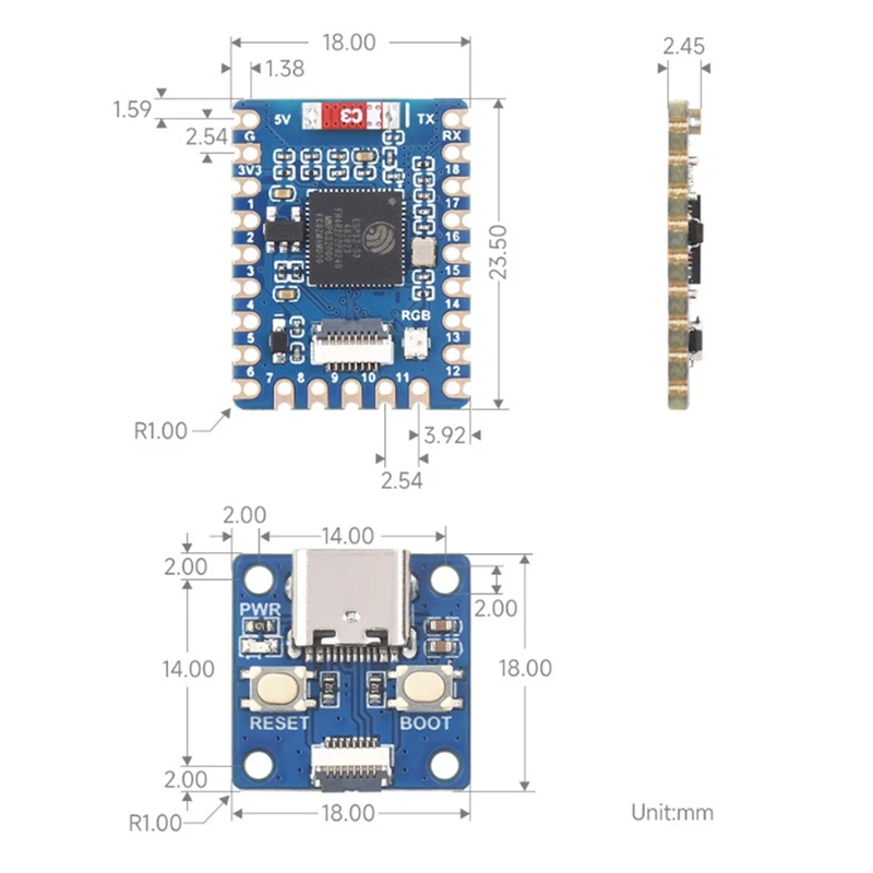 ESP32-S3-Tiny макетная плата Bluetooth LE + 2,4 ГГц Wi-Fi на основе ESP32-S3FH4R2 Mini макетная плата