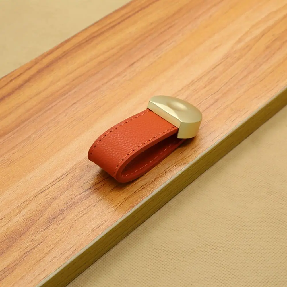 Nordic Soft Leather Handle Black Single Hole Drawer Handle 96/128mm Brown Door Knobs Kitchen