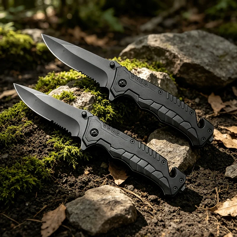 2Pcs Camping Knife, High Hardness, Non-slip Handle, Window Breaker and Rope Cutter, Ideal for Hiking, Trekking, Fishing